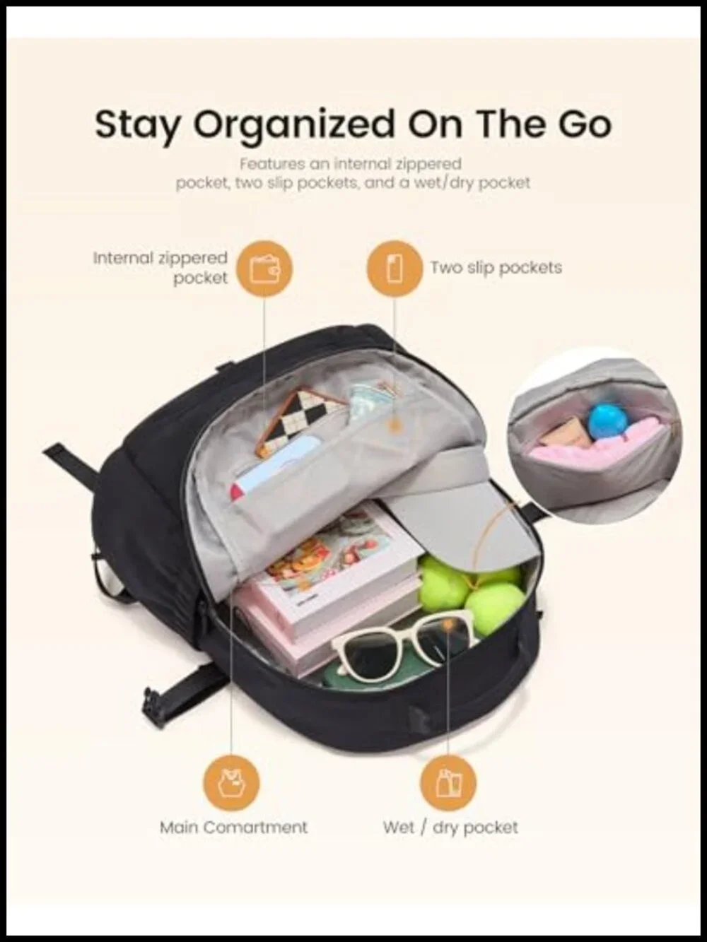 Tennis Backpack with Shoe Compartment & Wet Pocket, Fits 27